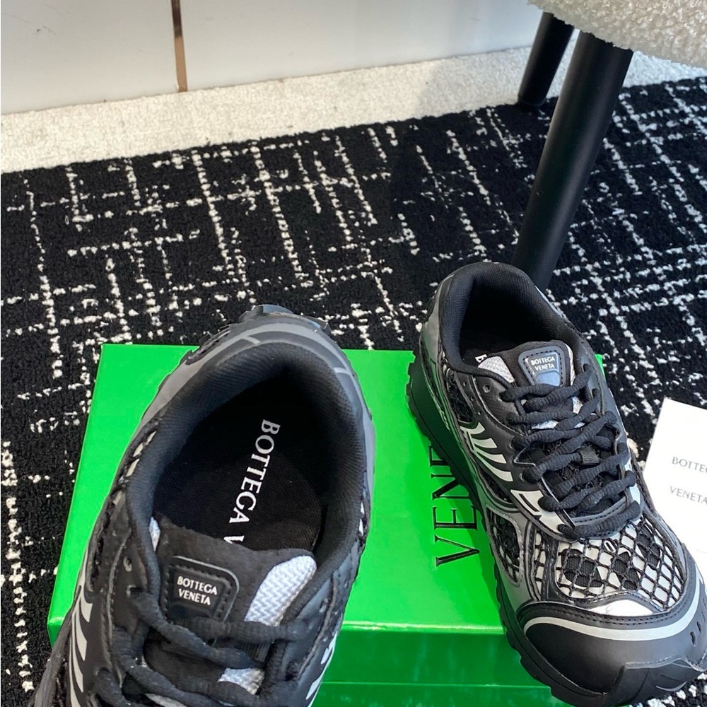 Bottega Veneta Orbit Runner Sneakers in Black and Silver